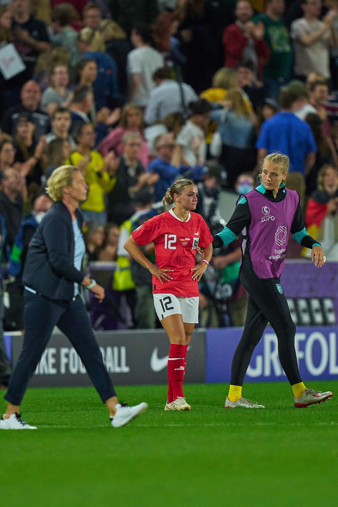 Austria are knocked out of the UEFA Women's Euro 2022 by Germany. Post match player reactions.