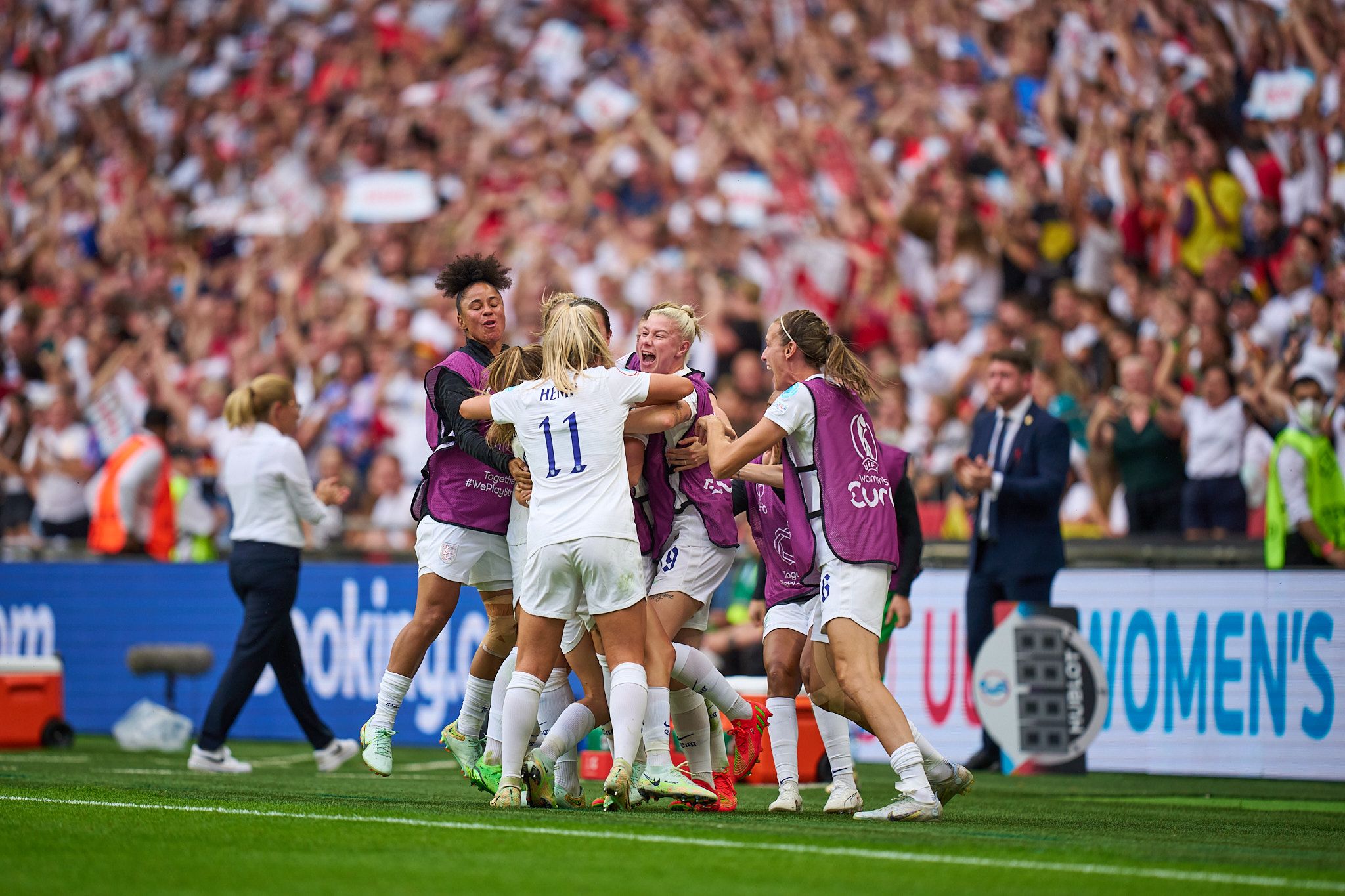 Celebrating Ella Toone's Goal. England vs Germany. UEFA Women's Euro 2022 Final. England vs Germany. UEFA Women's Euro 2022 Final.