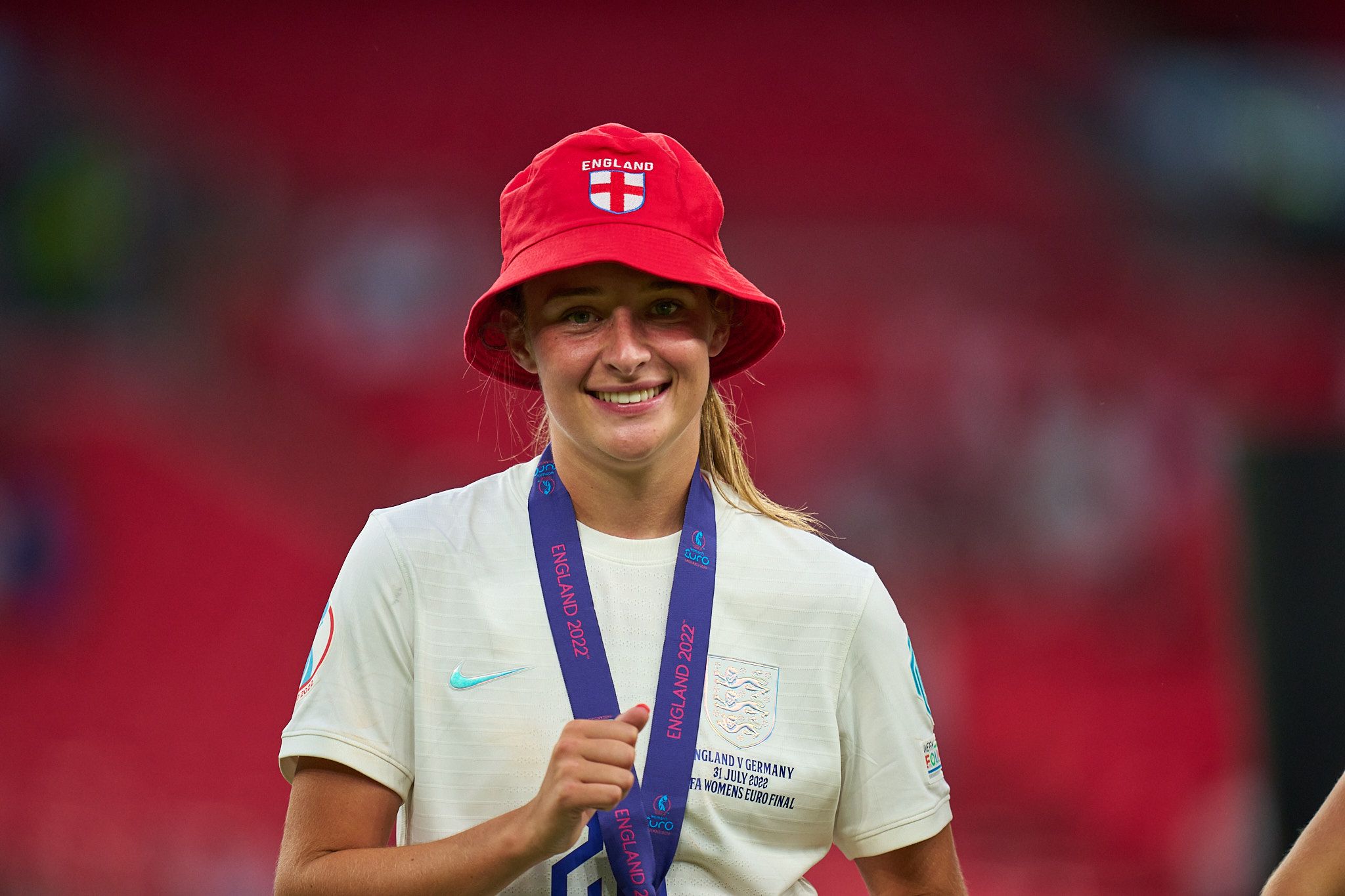 Ella Toone celebrates England's win. England vs Germany. UEFA Women's Euro 2022 Final.