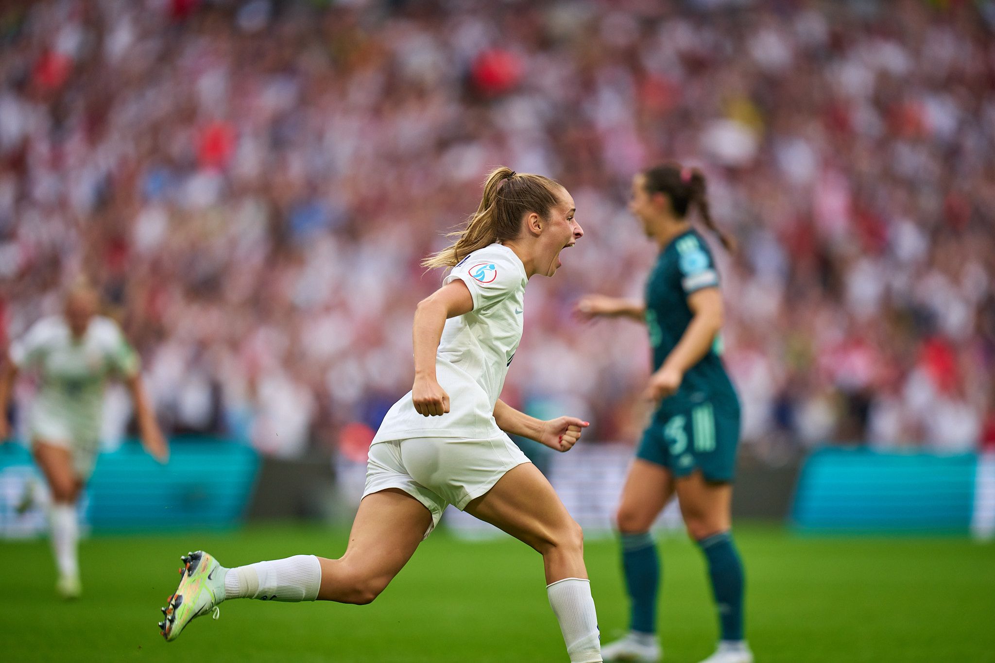 Ella Toone celebrates her goal. England vs Germany. UEFA Women's Euro 2022 Final.