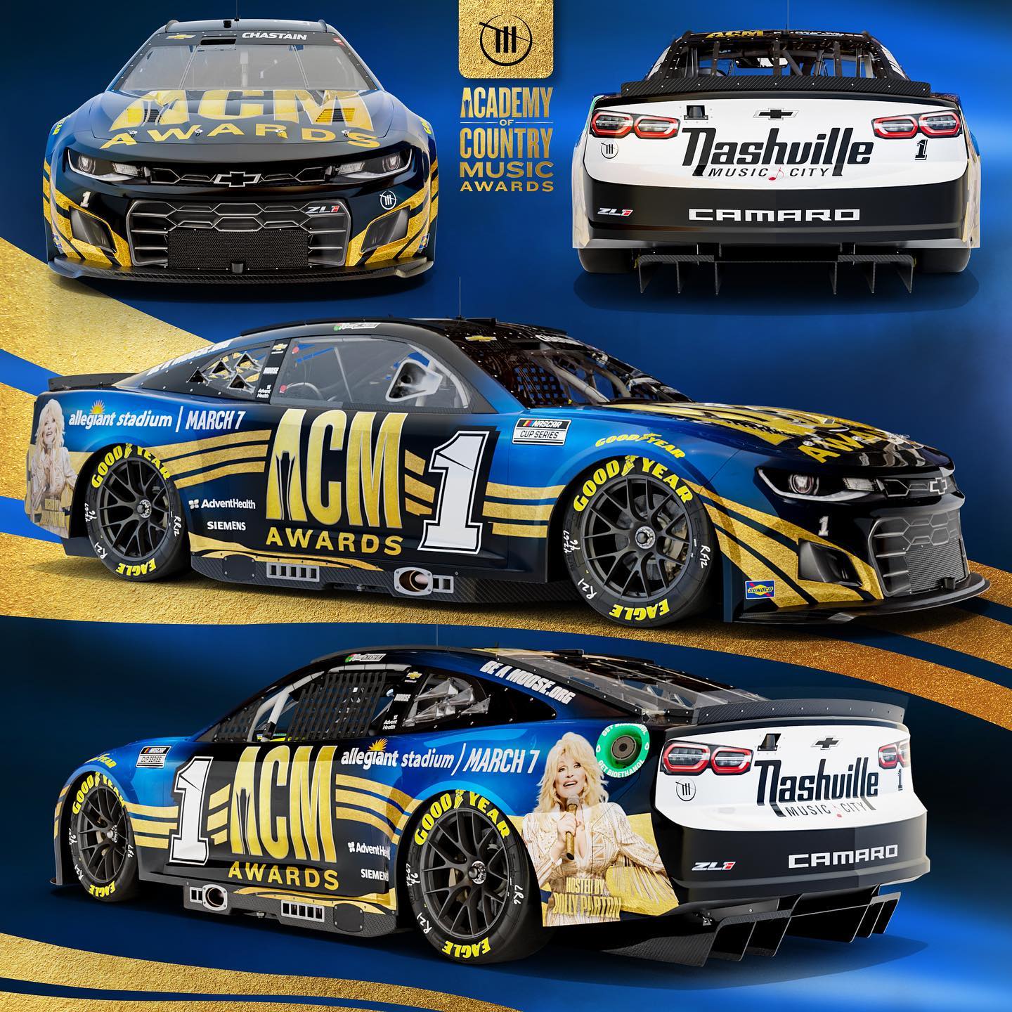 Trackhouse racing's ross chastain to sport acm, dolly parton paint