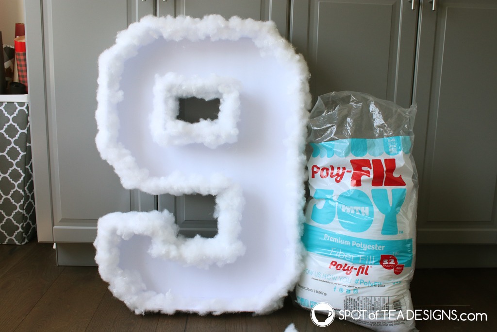 On Cloud 9 DIY Baby Shower Backdrop with PolyFil clouds | spotofteadesigns.com