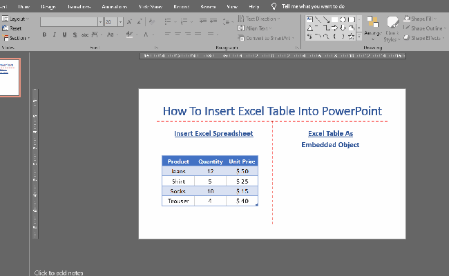 How To Insert Excel Table Into PowerPoint | SpreadCheaters