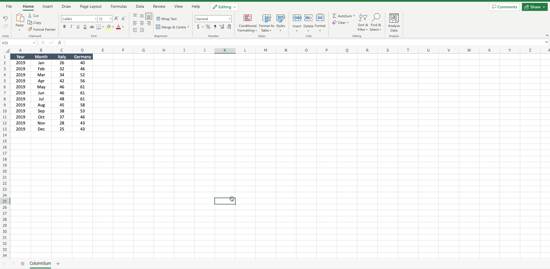 How do you add up a column in excel