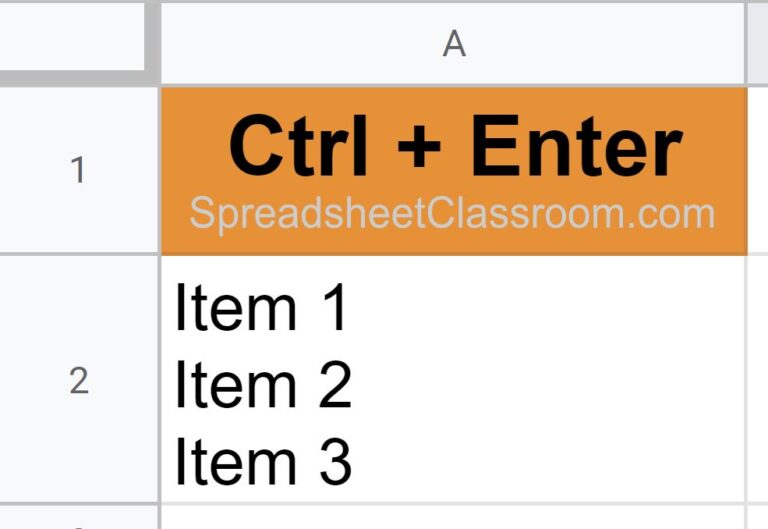 Insert a new line in cell in google sheets example
