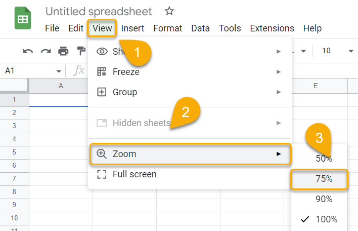 How to☝️ zoom in and zoom out in google sheets