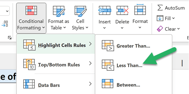 9 – Highlight Cells Ruless Less Than Click Conditional formatting in Excel - highlight cells rules