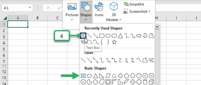08 text button button add a text box excel