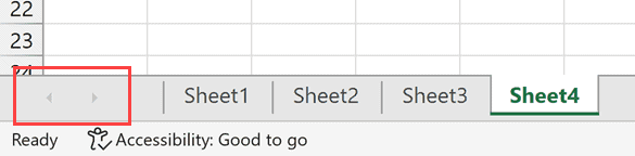 Switch between tabs/worksheets in excel (shortcut)