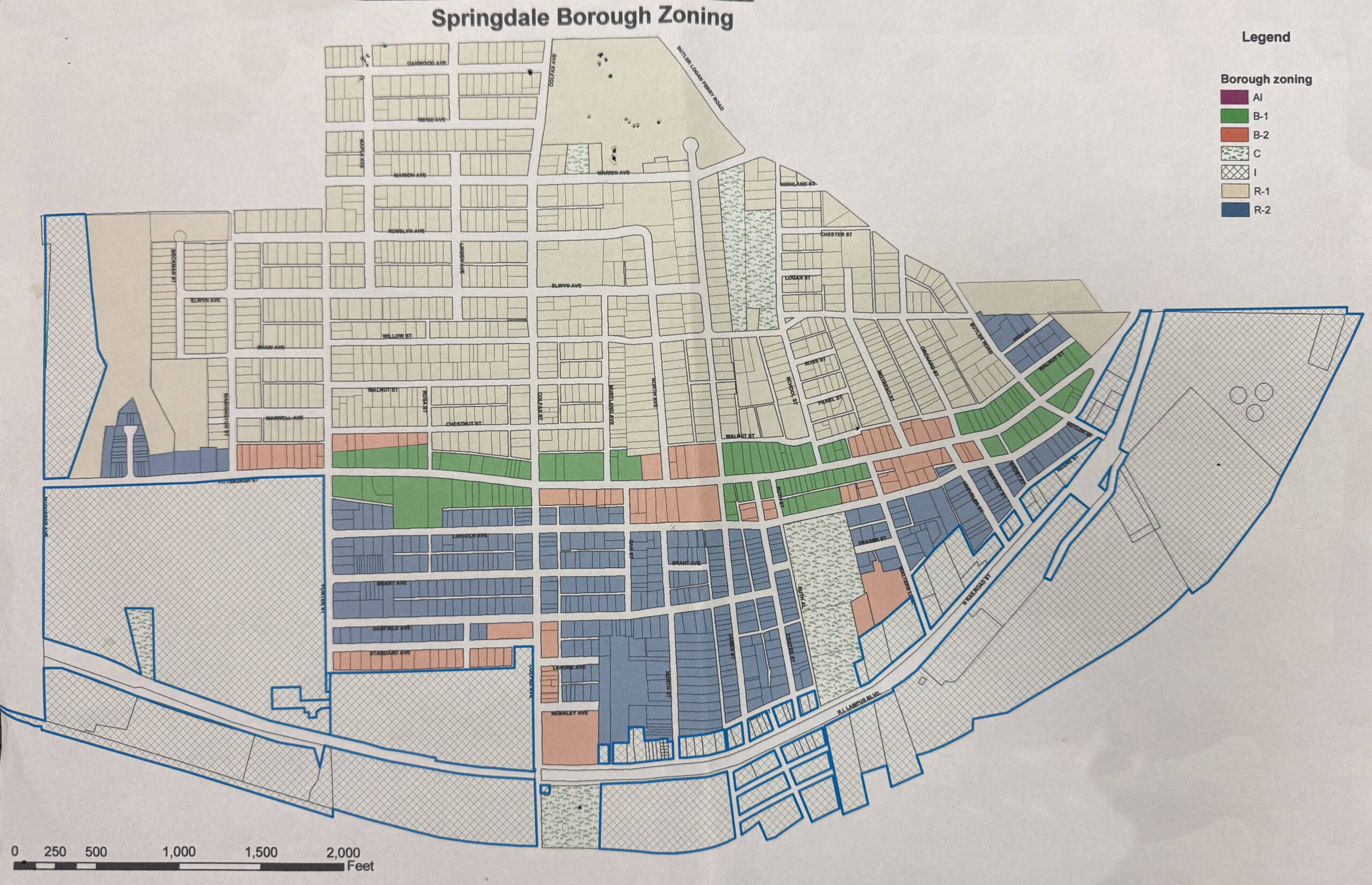 Springdale Borough Zoning Map Springdale Borough Sb Zoning Map Scaled 