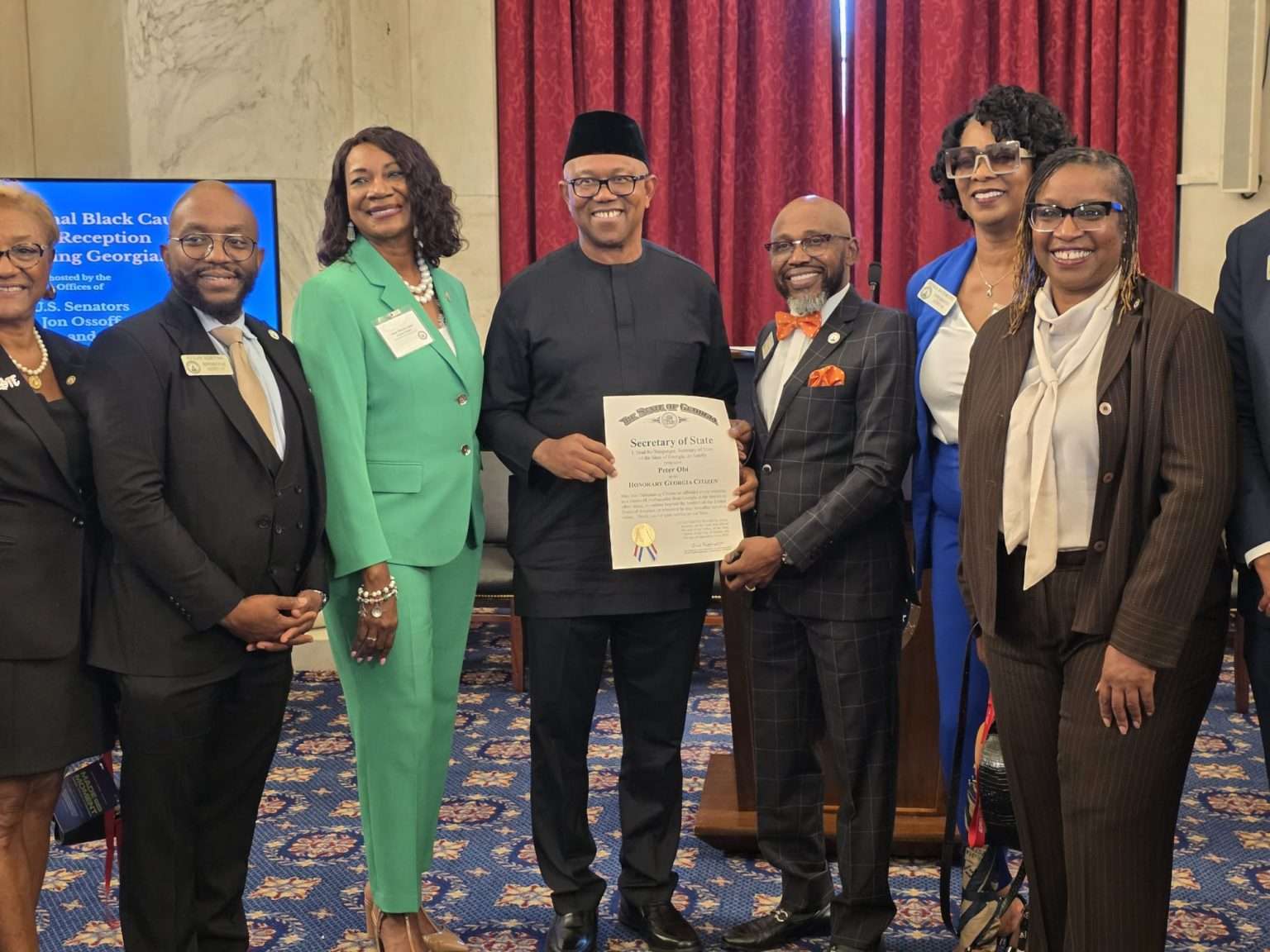 Georgia Honors Peter Obi with Honorary Citizenship Amid U.S. Black Congressional Week