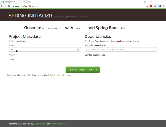 Spring Initializr  - Hello World Spring Boot Example