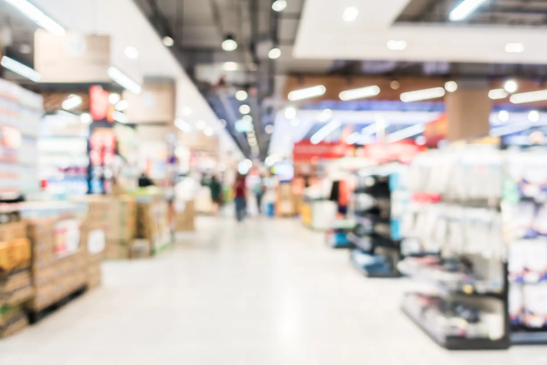 Abstract blur supermarket and shopping mall in retail sotre interior for background