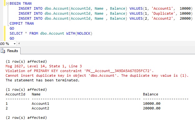 Error Handling In Sql Server