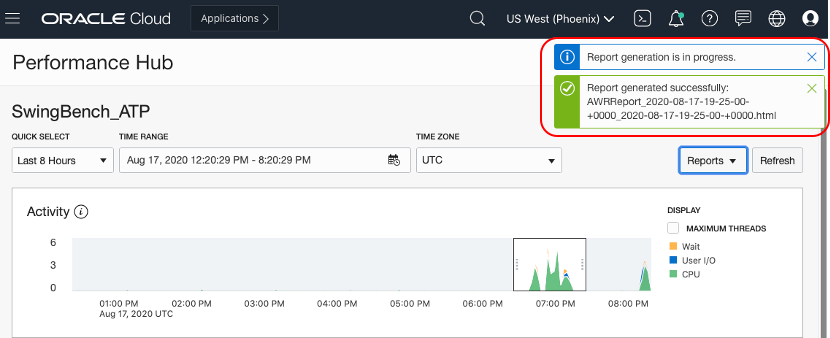 Generating an AWR report for Autonomous Databases