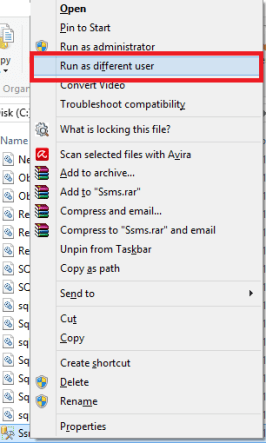 Run SSMS instance as different Windows user