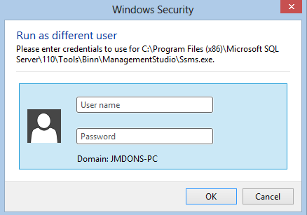 Open SQL Server Management Studio as different windows user - SQLRelease