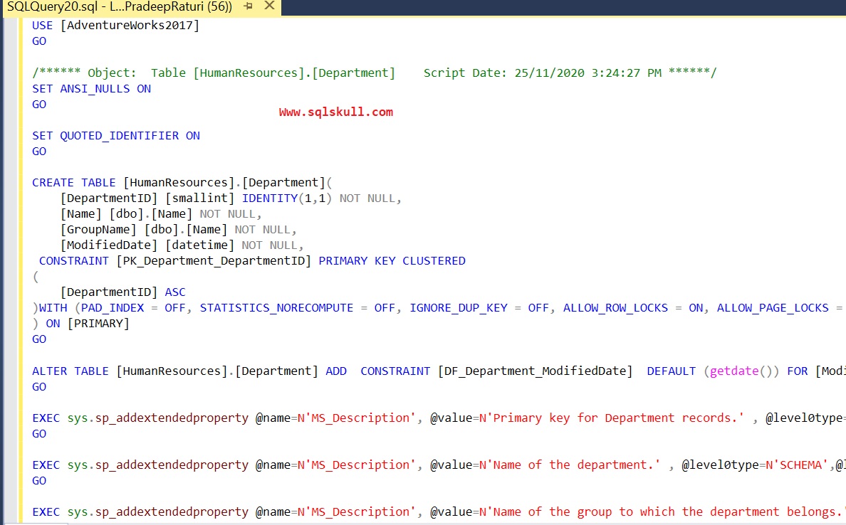 Script table in SQL Server - SQL BI Tutorials