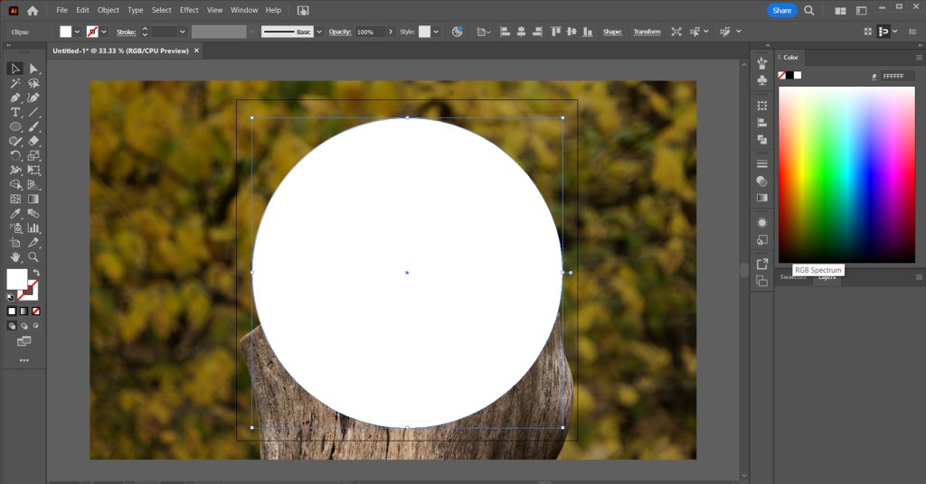 Drawing a circle in illustrator for image mask