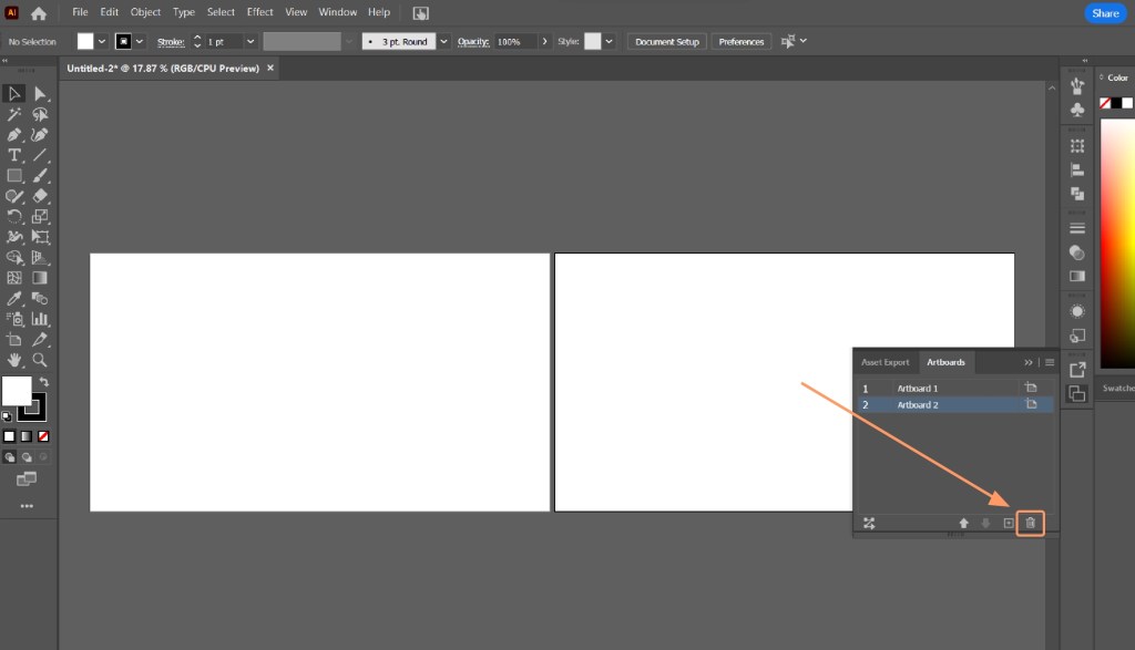 Deleting an artboard in Illustrator