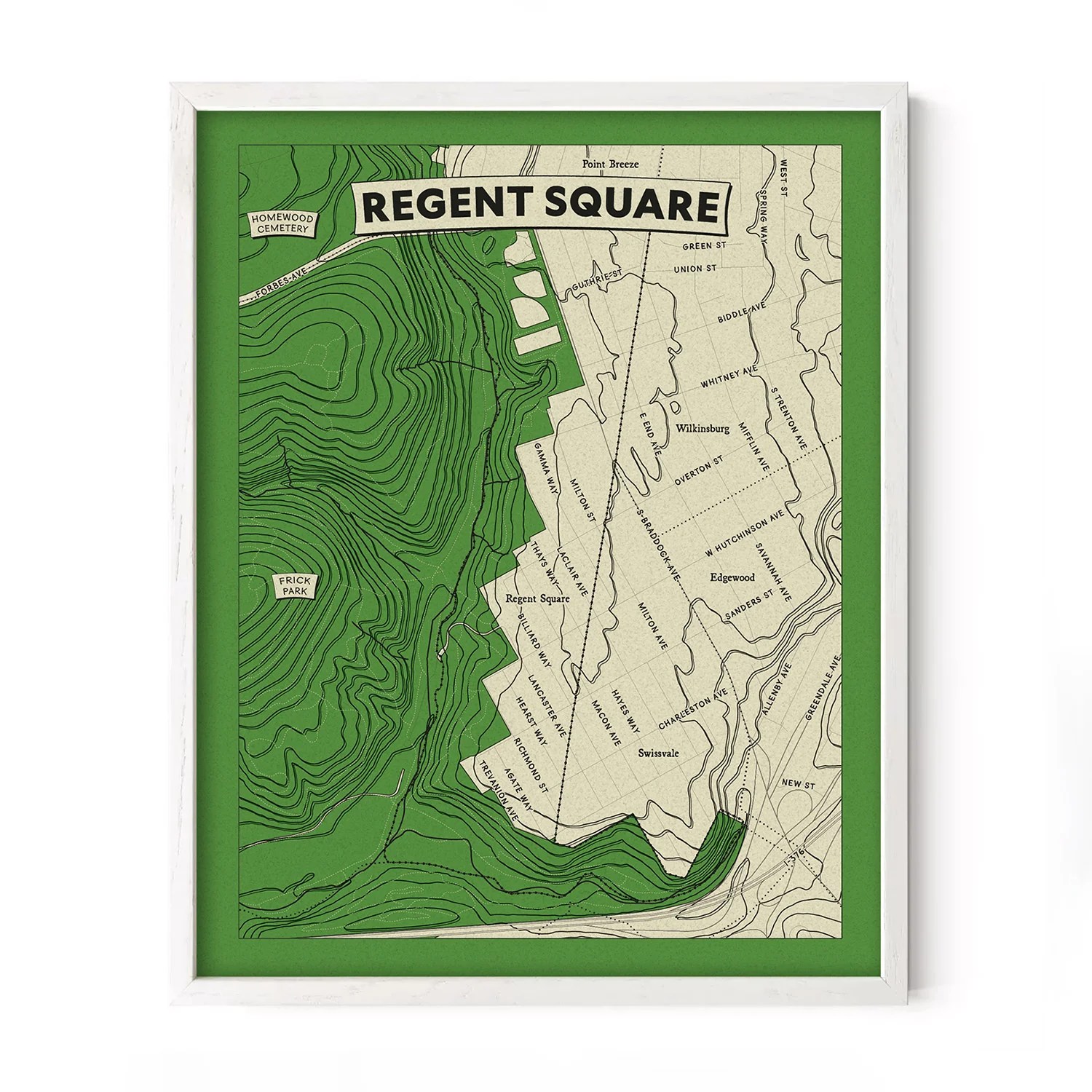Regent Square Topographic Map Print Regent Square 
