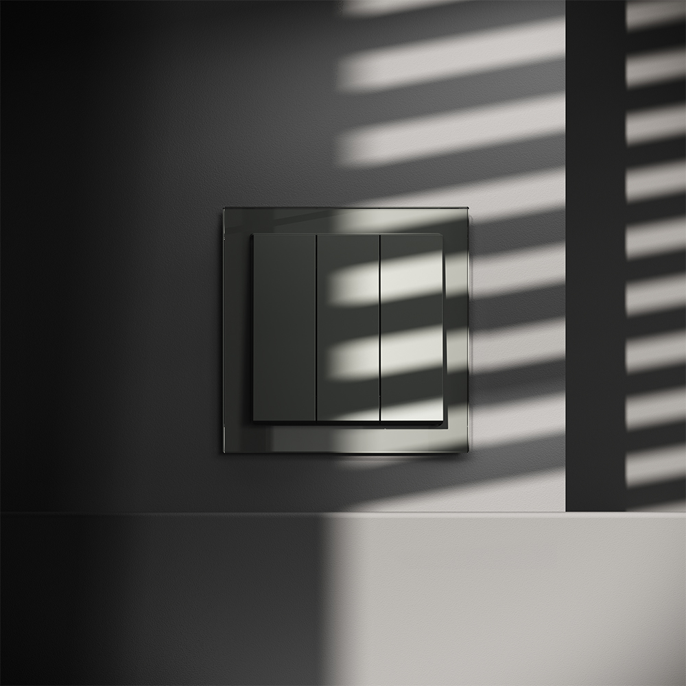 Выключатель встраиваемый VOLTUM S70 трехклавишный 10А, (титан)