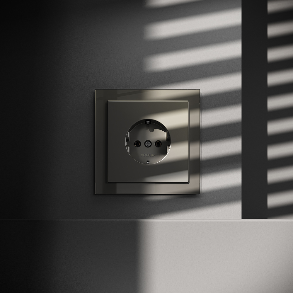 Розетка встраиваемая VOLTUM S70 с заземлением 16А, (шелк)