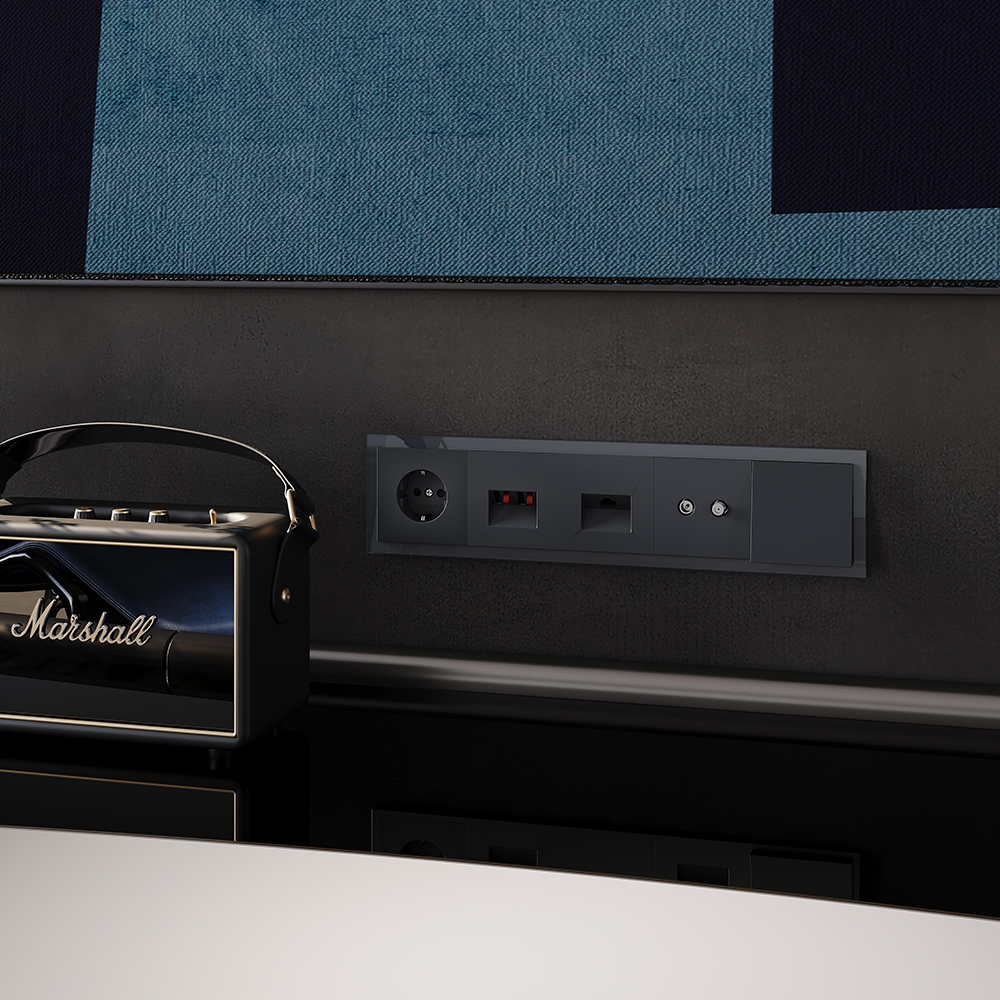 Розетка встраиваемая VOLTUM S70 с заземлением и защитными шторками, 16А, с USB, A+A, (графит) — изображение 5