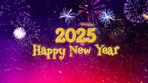 Happy new year 2025 greetings with fireworks image