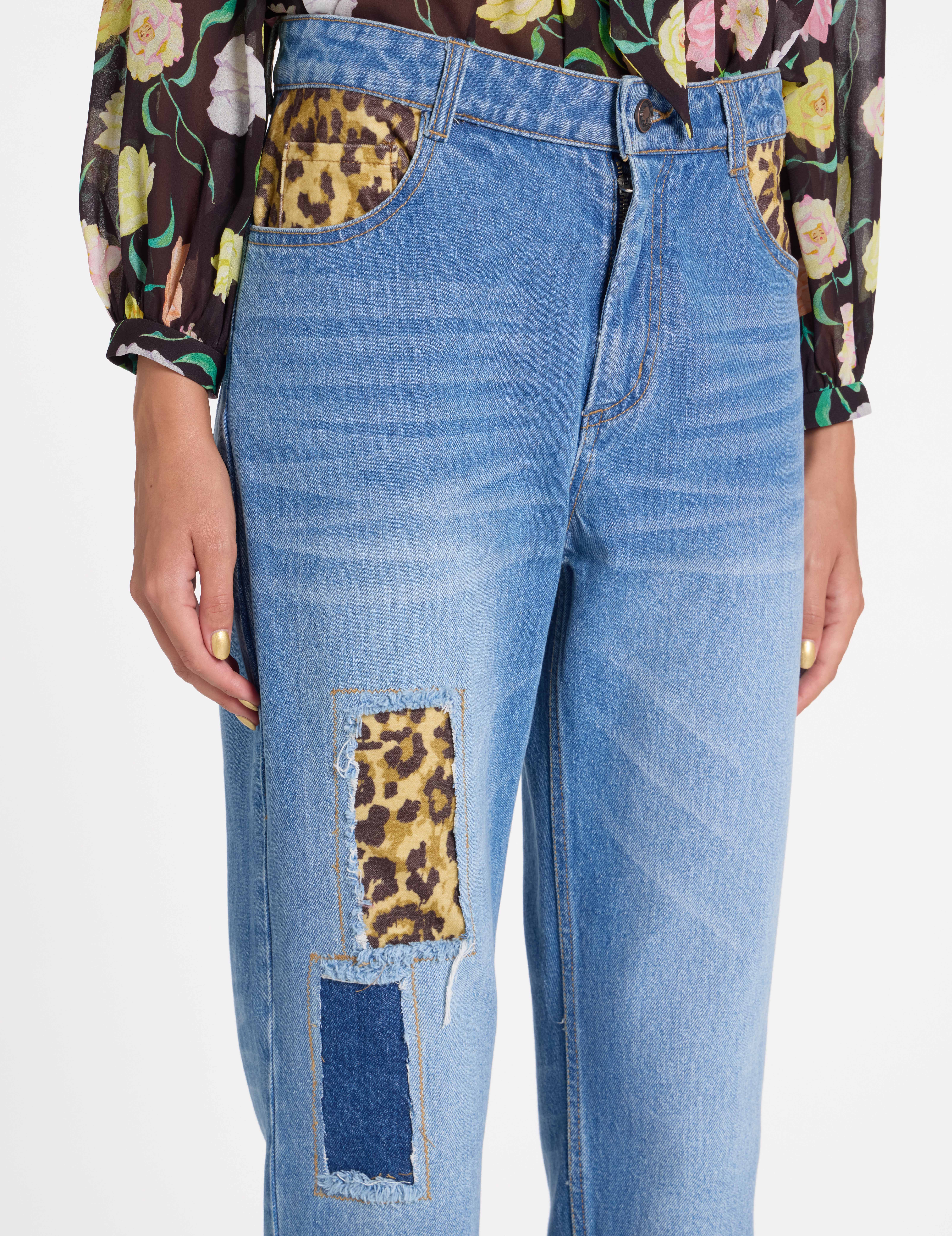 LEOPARD PATCHWORK JEANS - Image 5