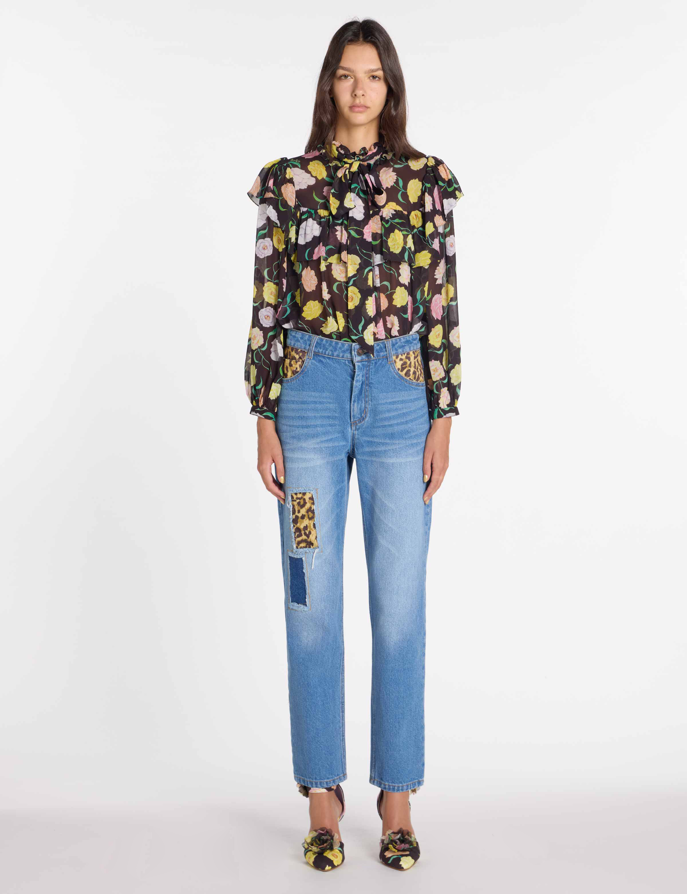 LEOPARD PATCHWORK JEANS