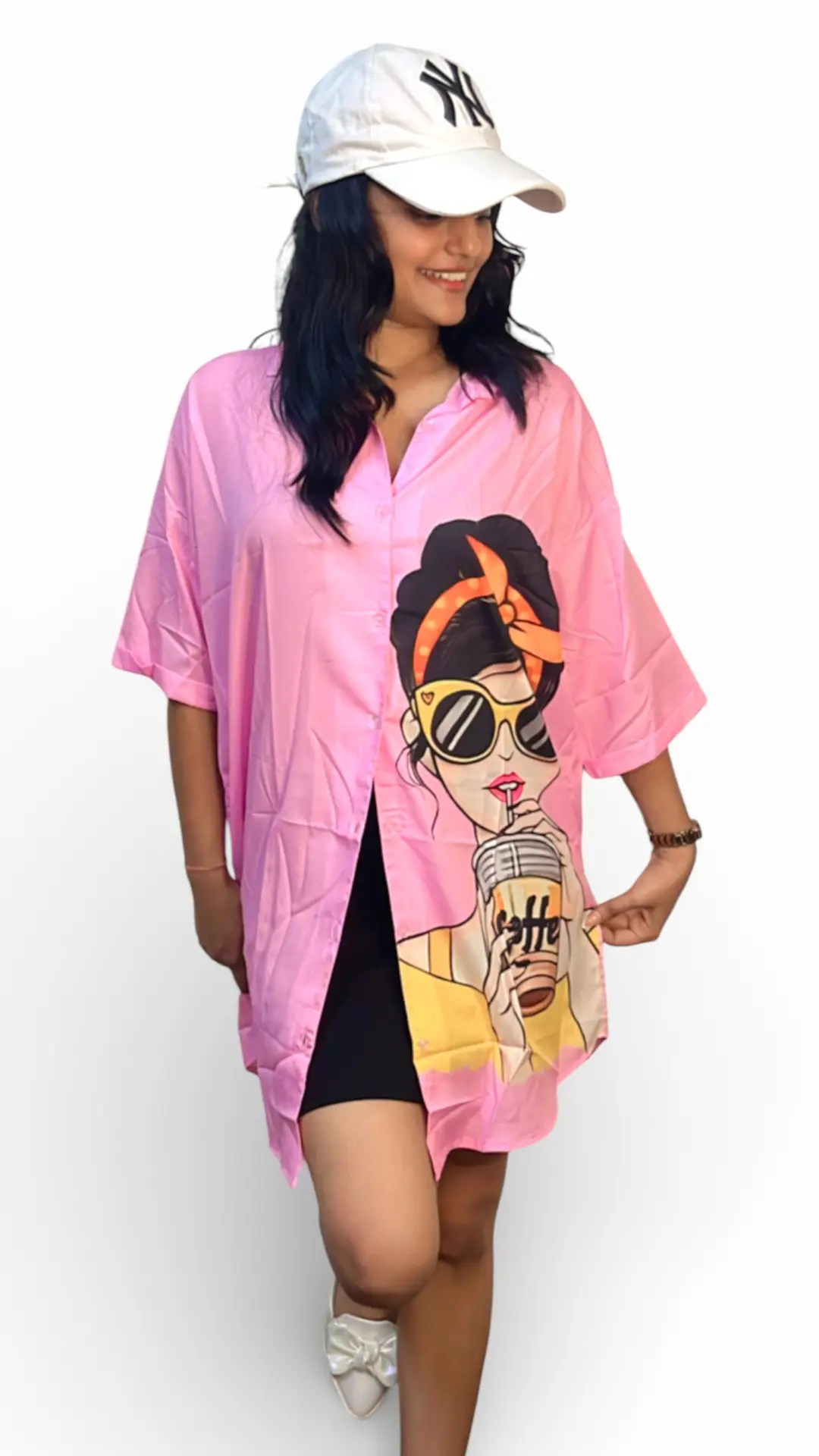 Girl Printed Oversized Shirt