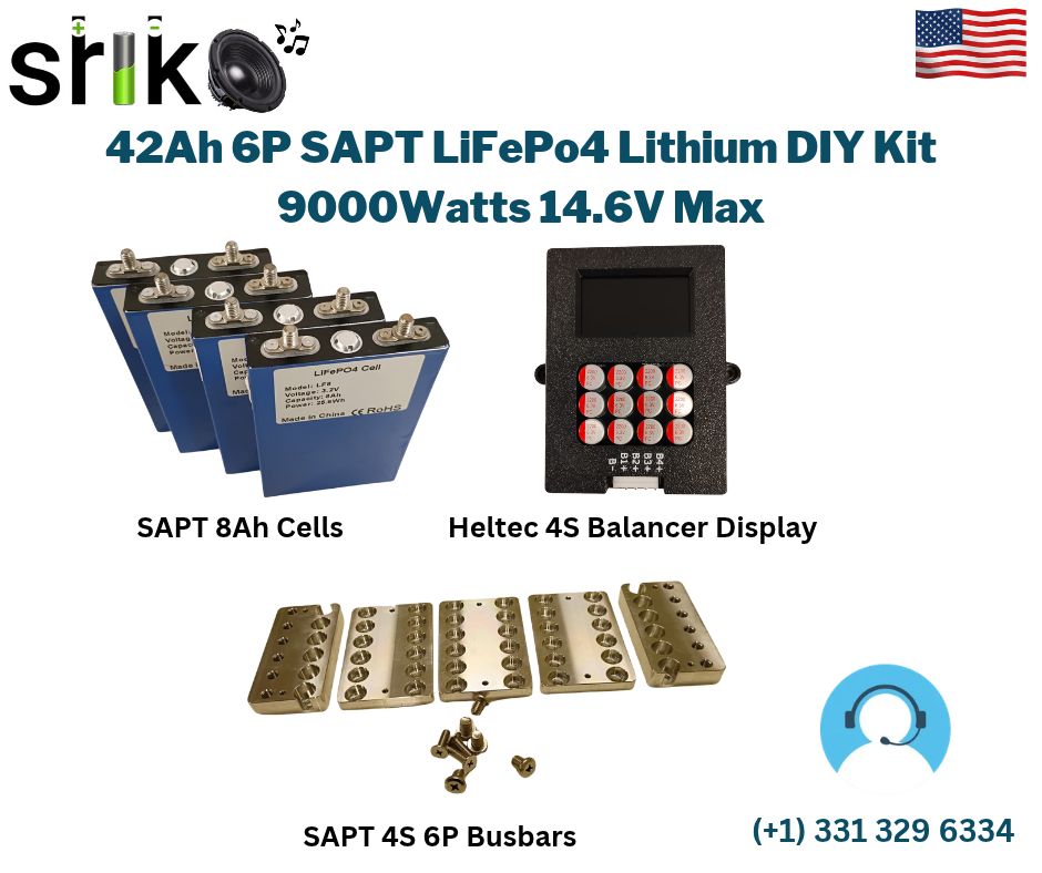 42Ah 6P SAPT LiFePo4 Lithium DIY Kit 9000Watts 14.6V Max