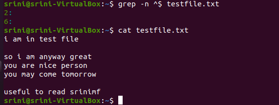 grep with cap and dollar to find empty lines