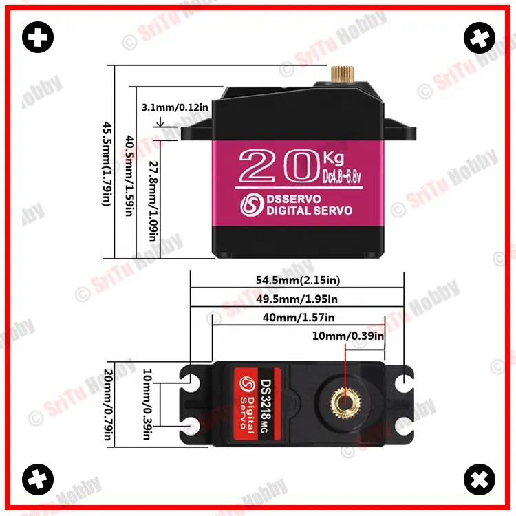 DS3218MG Servo 20kg – Digital, Metallgetriebe, Für RC Auto & Helikopter