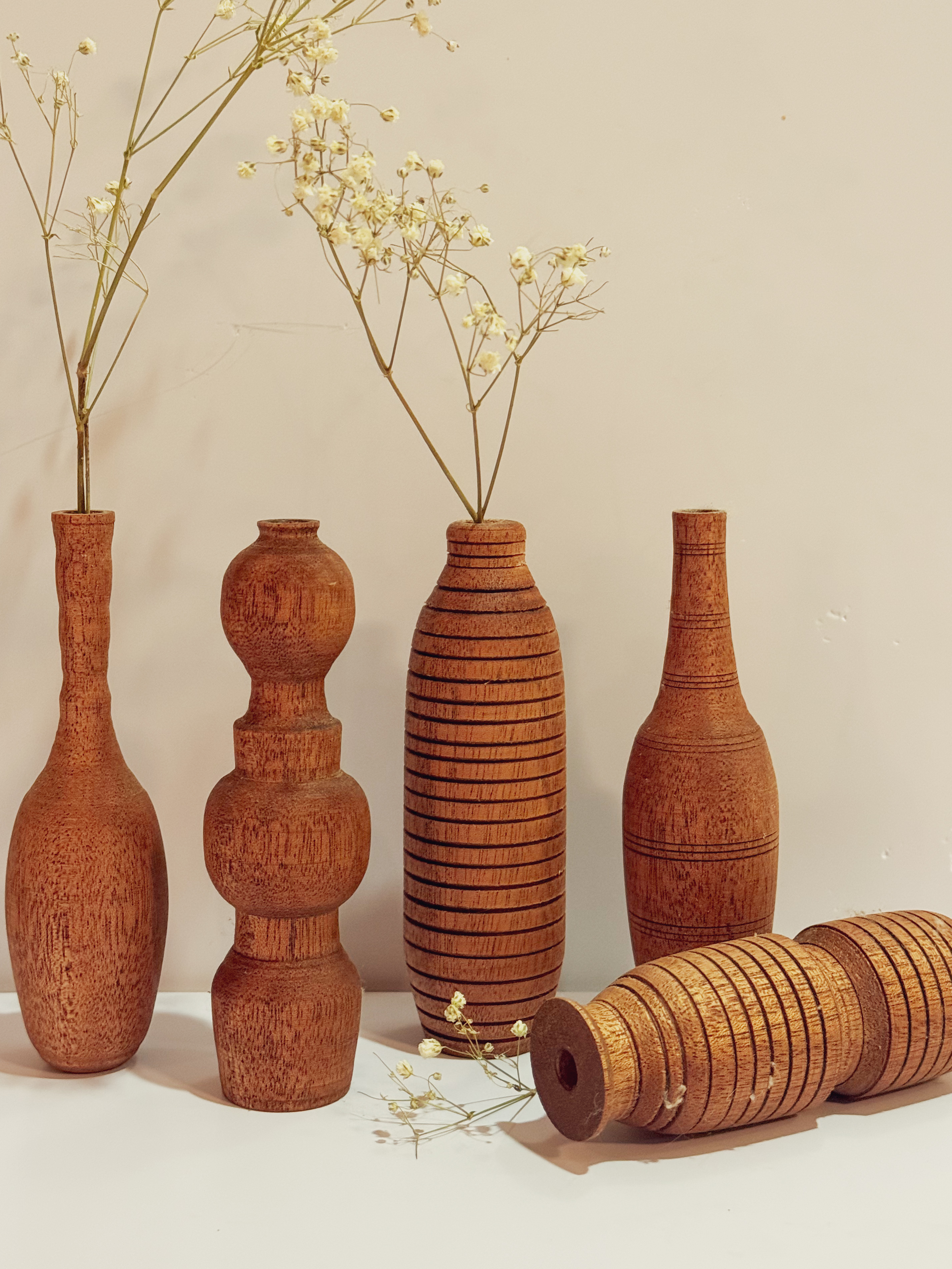 Mahogany bud vases