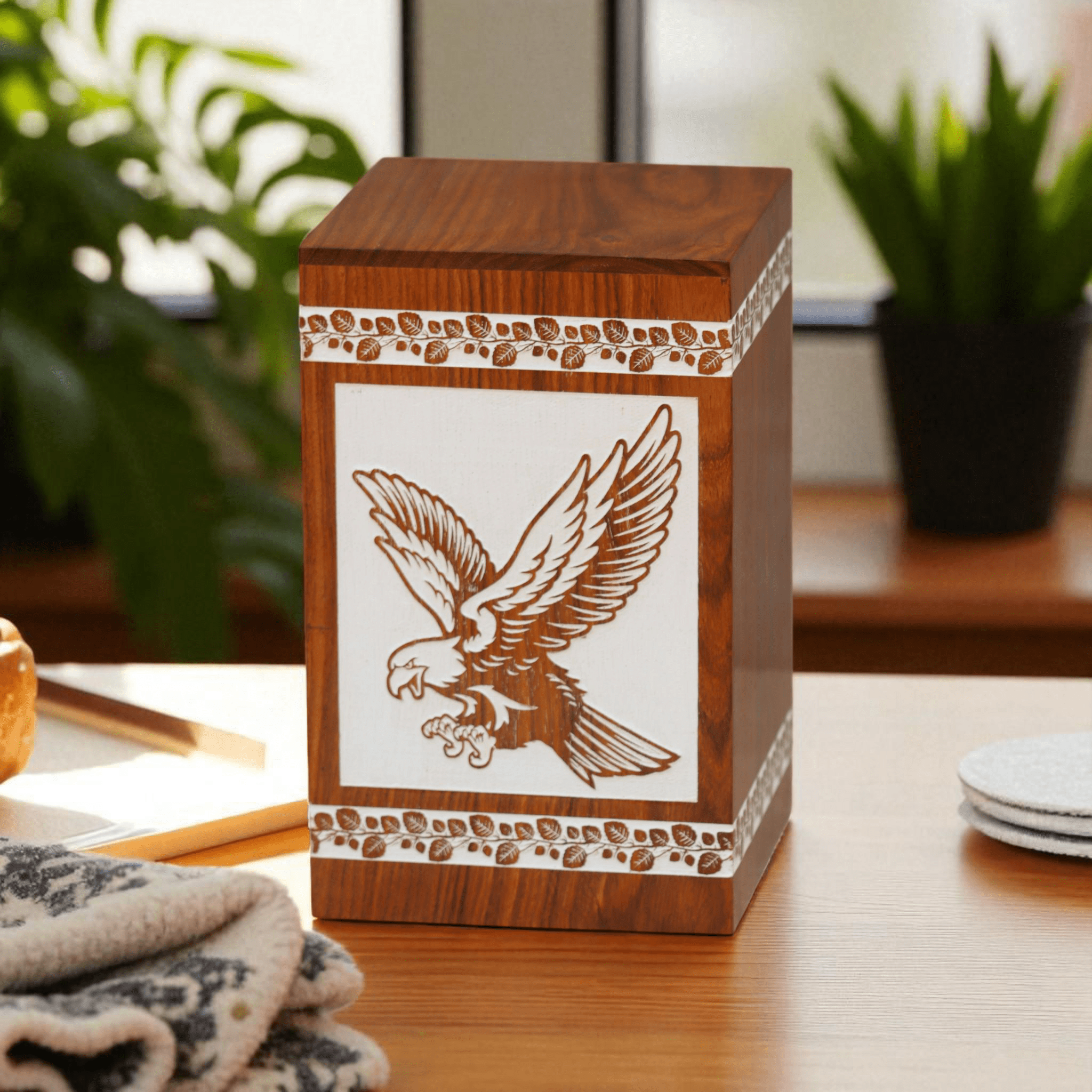 Wooden Cremation Urn for Human & Pet Ashes, Keepsake Memorial Box, Personalised Adult Urn(Keepsake)