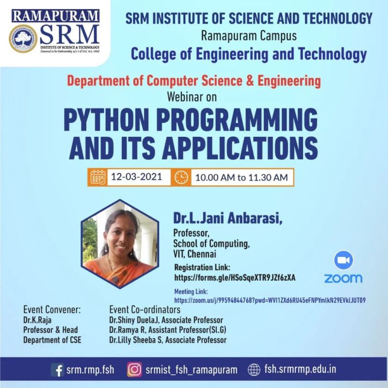 2 Day Workshop On Python Programming Srm Ramapuram Srmist Ramapuram - Amazing City Art - Mobile