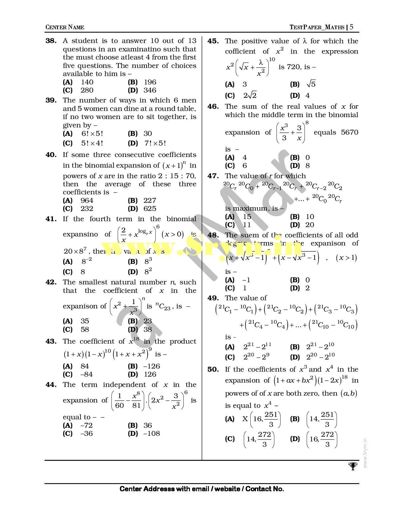 Sample_Maths_Test_by_www.Srym.in