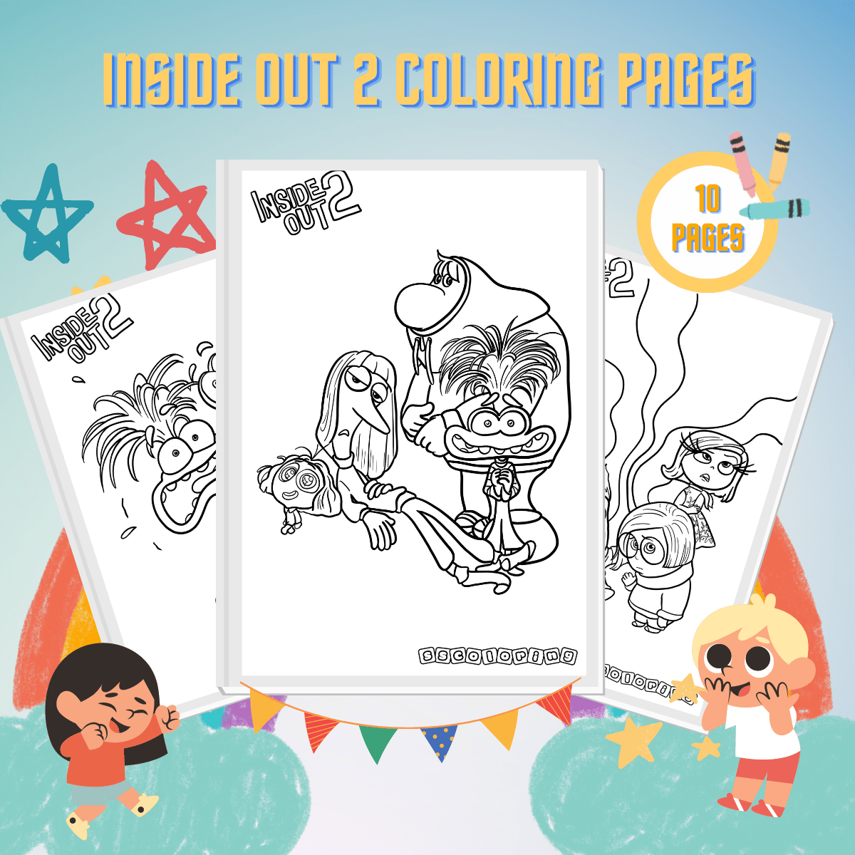 11 inside out 2 coloring pages: a colorful adventure
