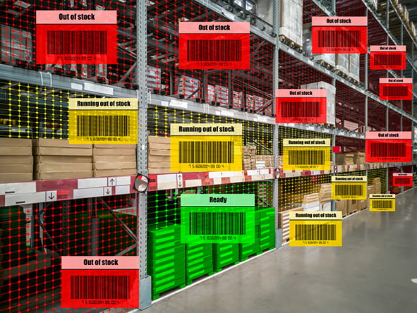 Candid of young attractive asian woman auditor or trainee staff work looking up stocktaking inventory in warehouse store by computer tablet with wide angle view. Asian owner or small business concept.