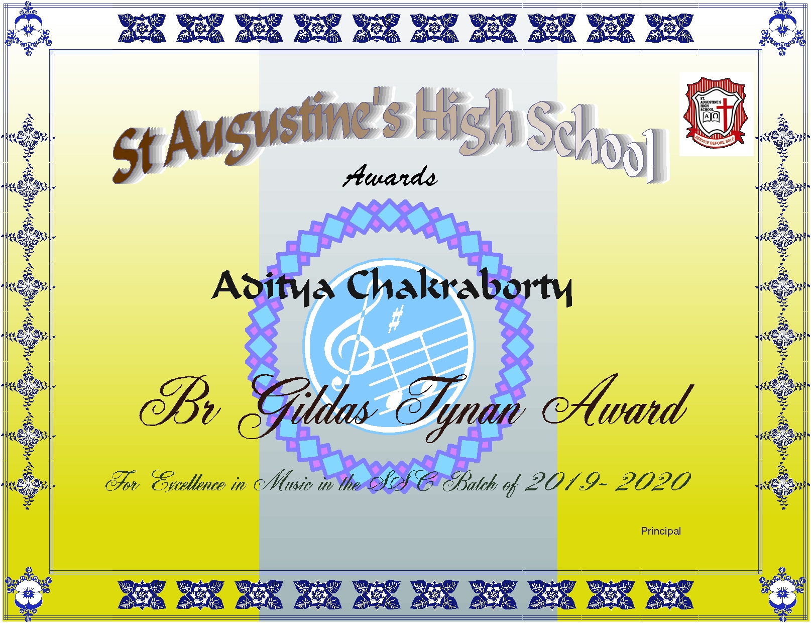 6. Br Tynan Award for excellence in Extra Curricular Activities