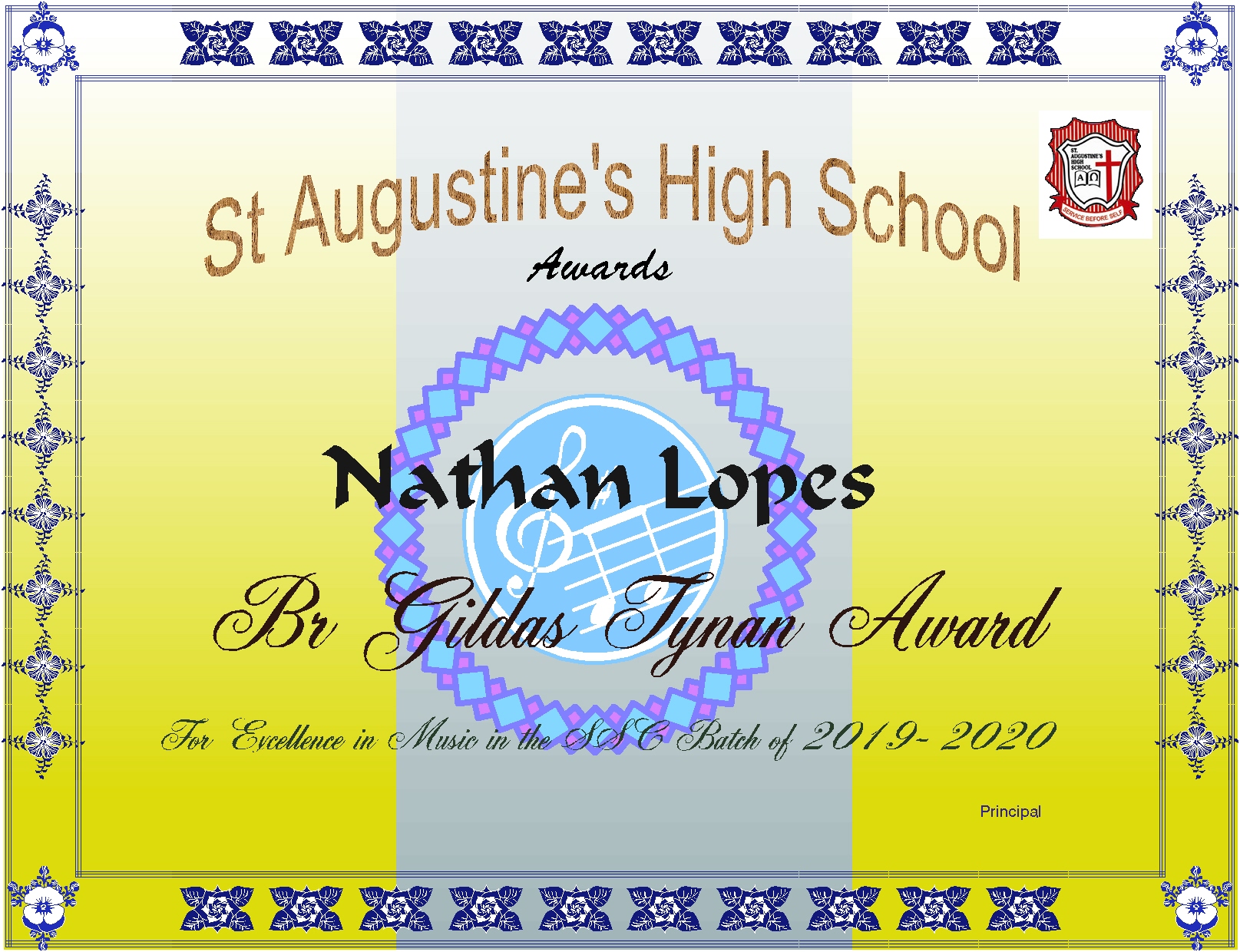 6. Br Tynan Award for excellence in Extra Curricular Activities