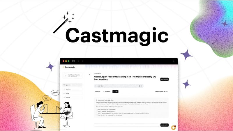 Castmagic Podcast Notes In A Click - Desktop Vintage Illustrations for Desktop