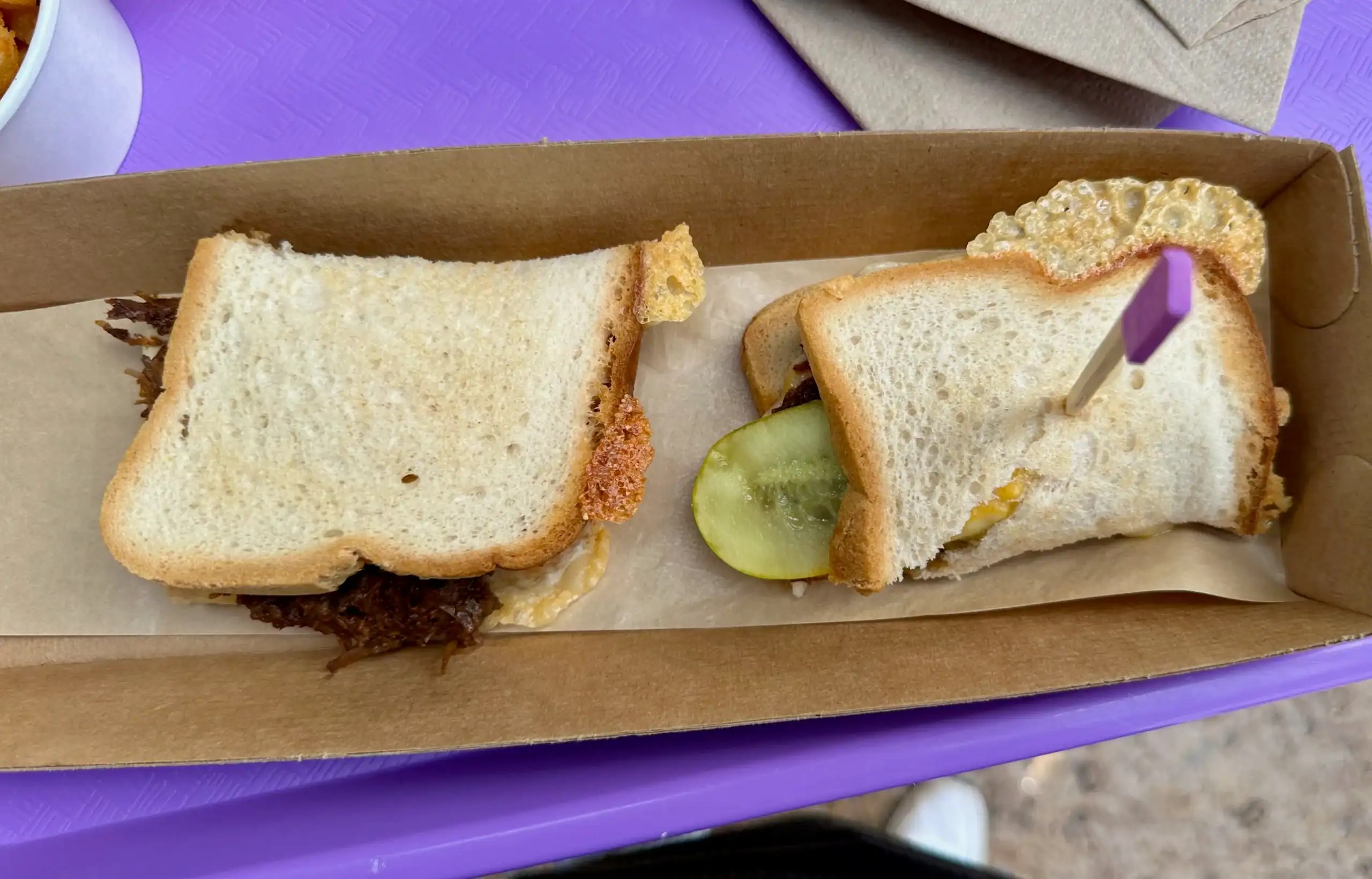 Brisket sandwich at Woody’s Lunch Box in Toy Story Land Hollywood Studios.