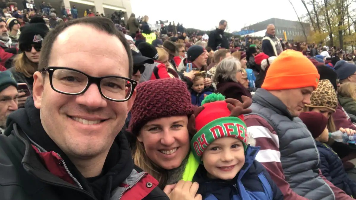 cold weather sports parent must haves for staying warm at sports game.