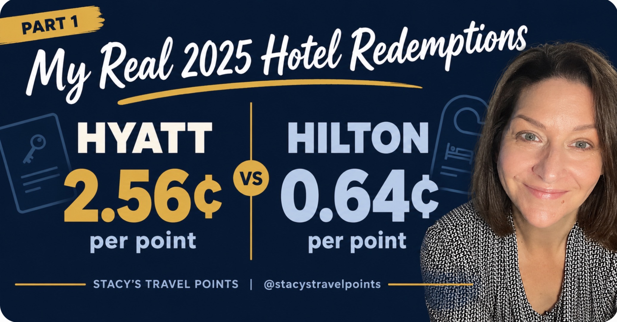 My real 2025 hotel redemptions comparing Hyatt at 2.56 cents per point with Hilton at 0.64 cents per point