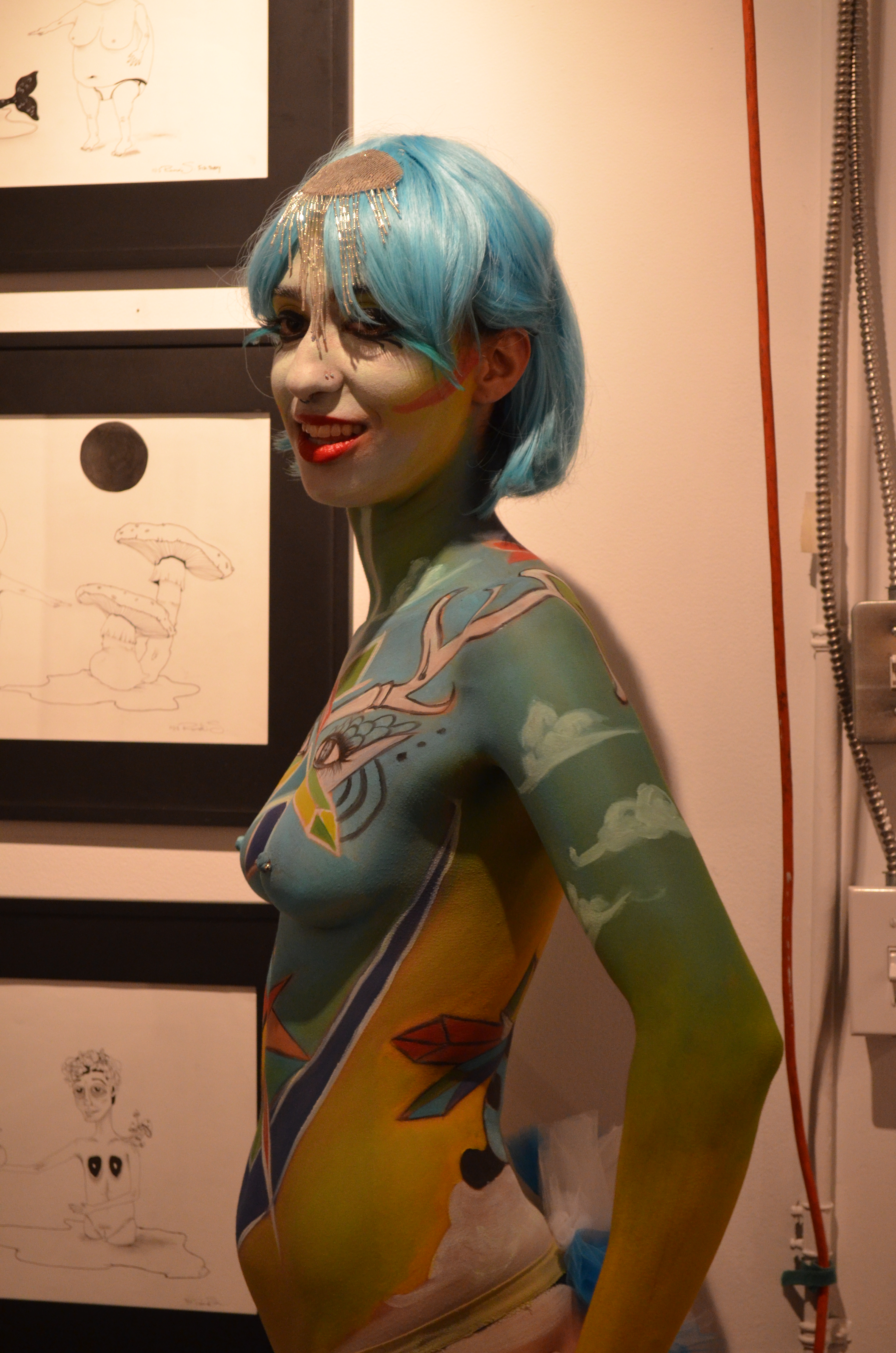 A model shows of Marie-Helene Babin's body art.