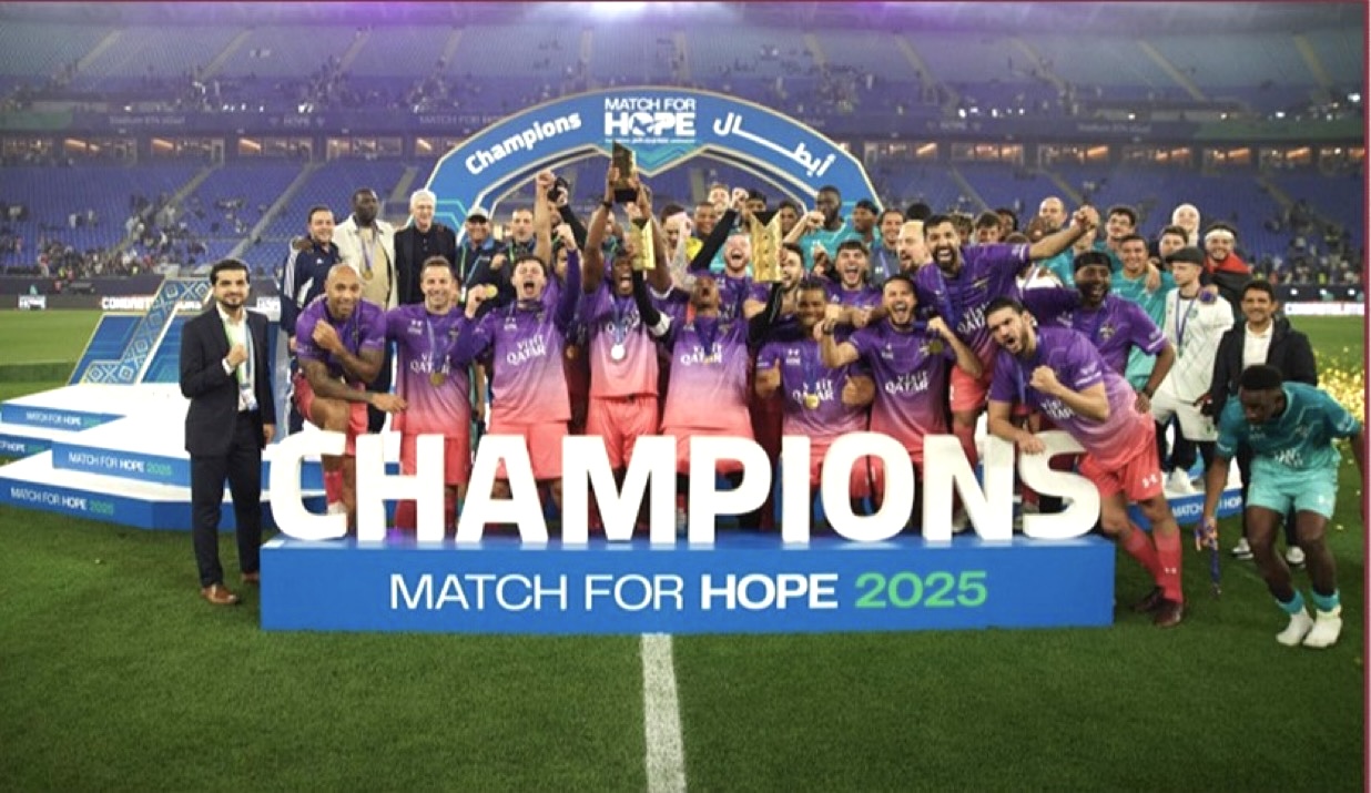 مباراة لإحياء الأمل 2026 تجمع نخبة من أساطير كرة القدم وصناع المحتوى والفنانين العالميين مباراة لإحياء الأمل 2026 تجمع نخبة من أساطير كرة القدم وصناع المحتوى والفنانين العالميين