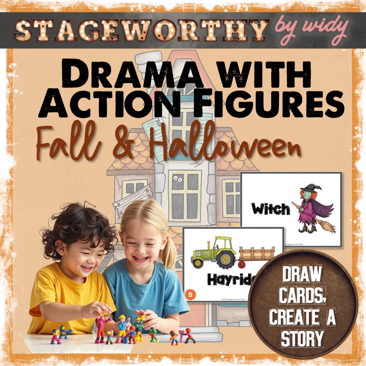 Fall Dramatic Play - Drama Task Cards - Halloween Action Figures Drama Play